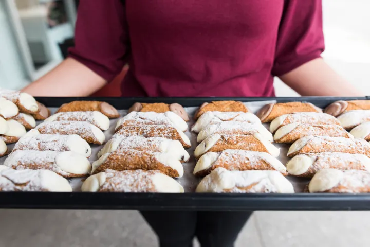 cannolis on tray